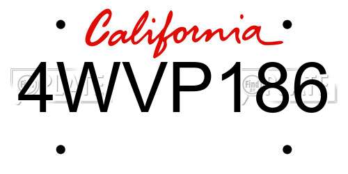 4WVP186 California License Plate