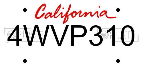 4WVP310 California License Plate