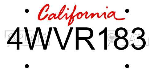 4WVR183 California License Plate