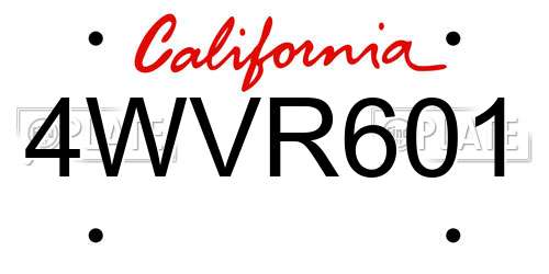 4WVR601 California License Plate