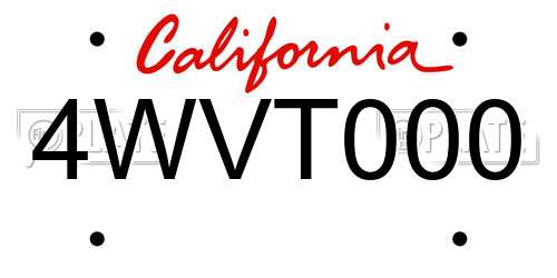 4WVT000 California License Plate