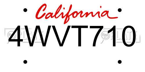4WVT710 California License Plate