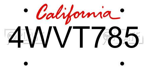 4WVT785 California License Plate