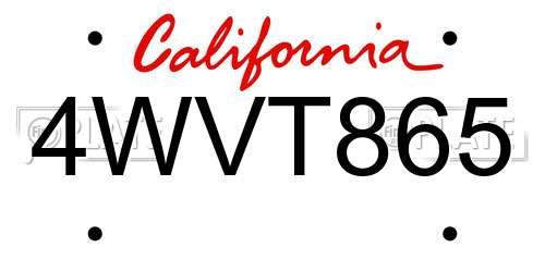 4WVT865 California License Plate