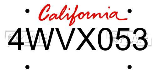 4WVX053 California License Plate