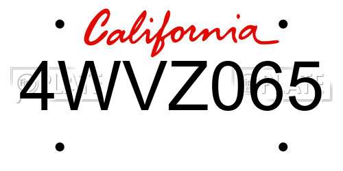 4WVZ065 California License Plate