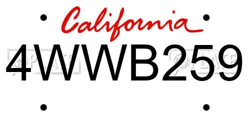 4WWB259 California License Plate