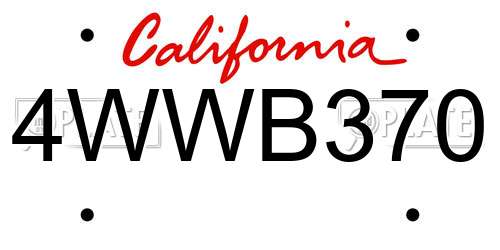 4WWB370 California License Plate