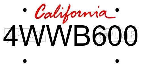 4WWB600 California License Plate