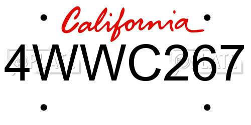 4WWC267 California License Plate