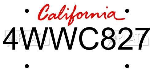 4WWC827 California License Plate