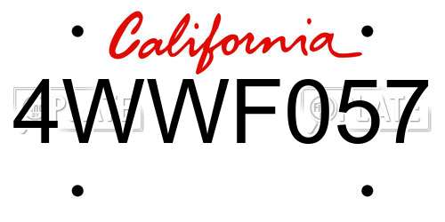 4WWF057 California License Plate