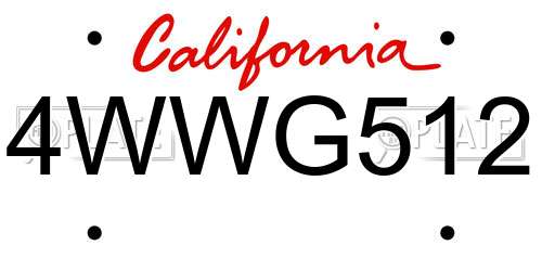 4WWG512 California License Plate