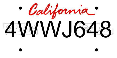 4WWJ648 California License Plate