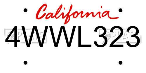 4WWL323 California License Plate