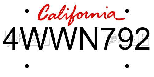 4WWN792 California License Plate
