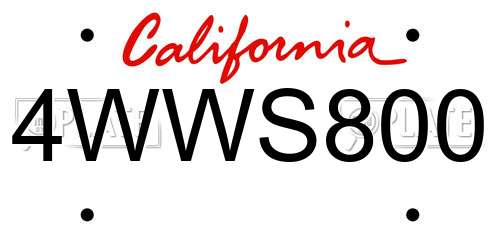 4WWS800 California License Plate