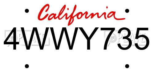 4WWY735 California License Plate