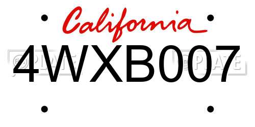 4WXB007 California License Plate