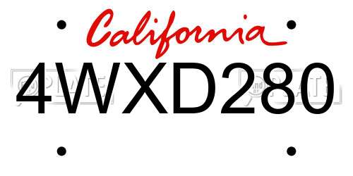 4WXD280 California License Plate