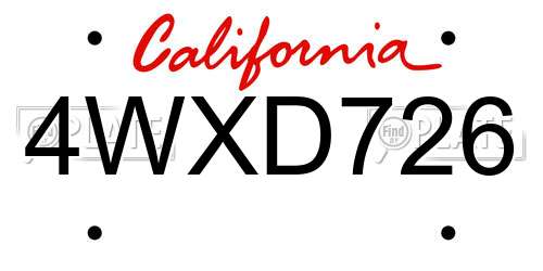4WXD726 California License Plate