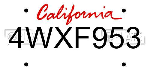 4WXF953 California License Plate