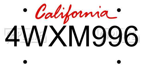 4WXM996 California License Plate