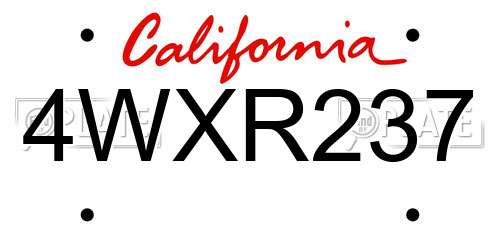 4WXR237 California License Plate