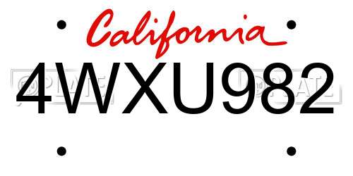 4WXU982 California License Plate