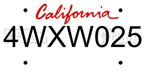 4WXW025 California License Plate