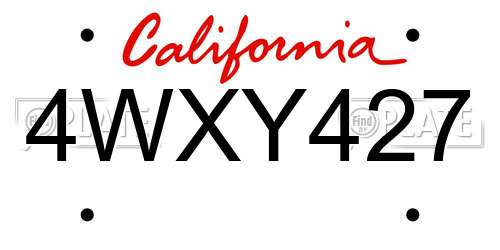 4WXY427 California License Plate