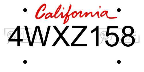 4WXZ158 California License Plate