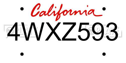 4WXZ593 California License Plate