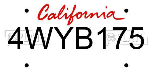 4WYB175 California License Plate
