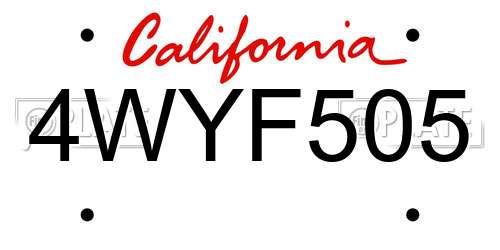 4WYF505 California License Plate