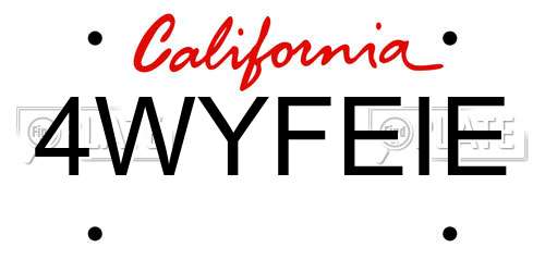 4WYFEIE California License Plate
