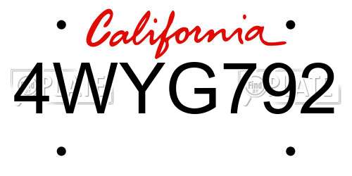 4WYG792 California License Plate