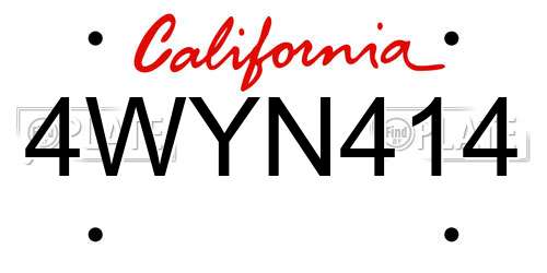 4WYN414 California License Plate