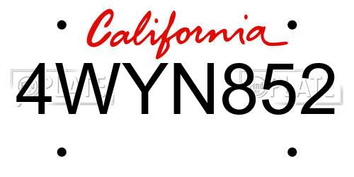 4WYN852 California License Plate