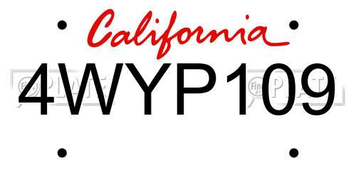 4WYP109 California License Plate