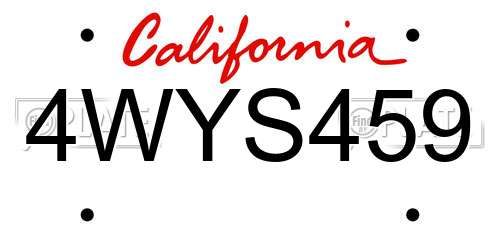 4WYS459 California License Plate