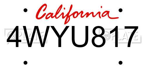 4WYU817 California License Plate