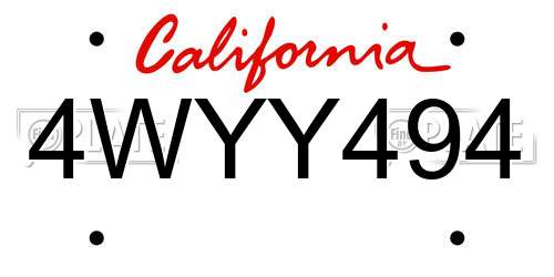 4WYY494 California License Plate