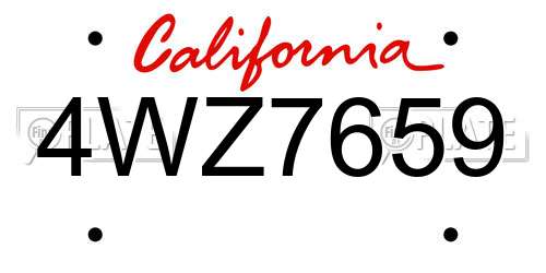 4WZ7659 California License Plate