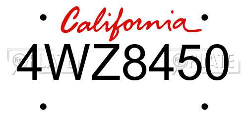 4WZ8450 California License Plate