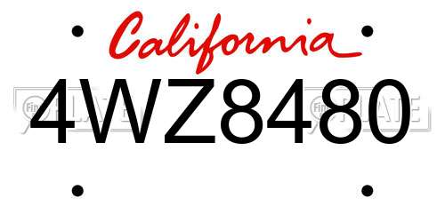 4WZ8480 California License Plate