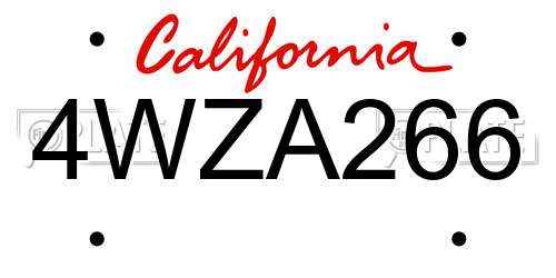 4WZA266 California License Plate