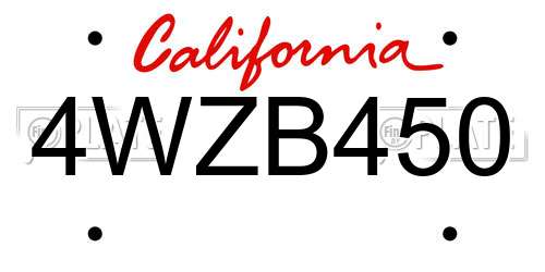 4WZB450 California License Plate