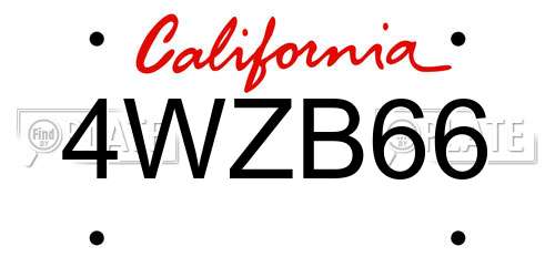 4WZB66 California License Plate