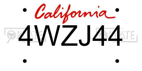 4WZJ44 California License Plate